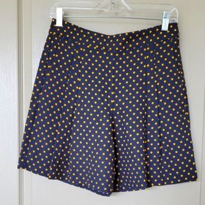 ANN TAYLOR High Waisted Pleated Navy and Yellow Polka Dot Shorts/Skirt Skort